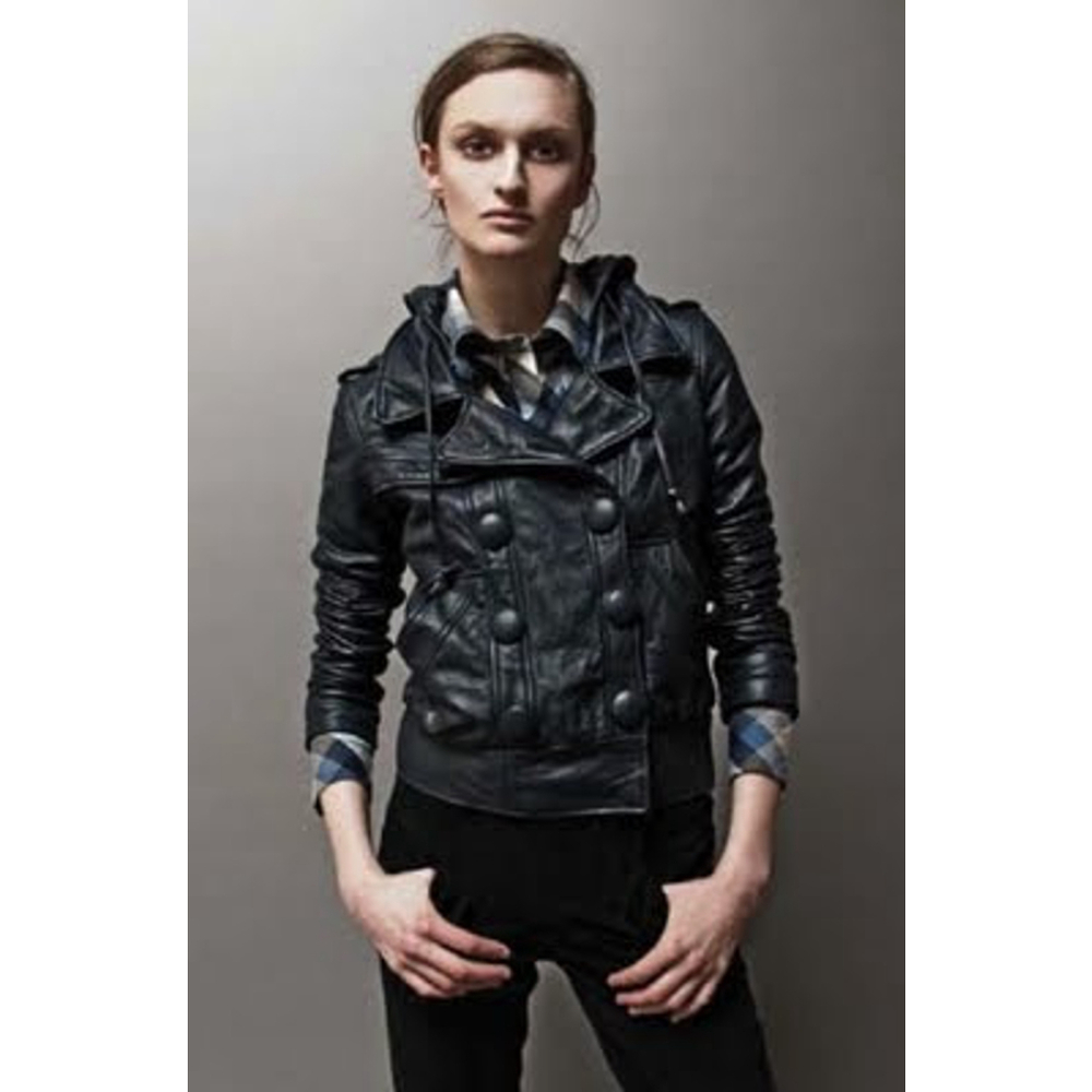 🛑SOLD🛑Mike & Chris VTG Rupert Double Breasted Hooded Grey Leather Jacket S - Picture 10 of 10